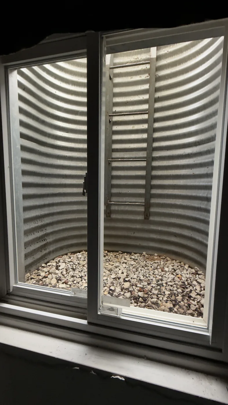 Clean window well with fresh gravel and egress ladder in Wheeling IL