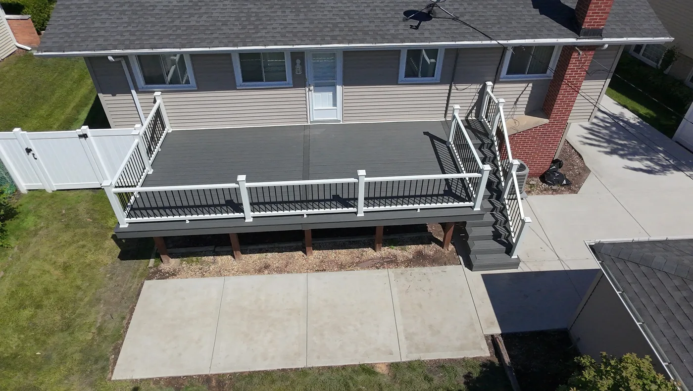 Composite deck build in Wheeling IL — new low-maintenance boards and railing