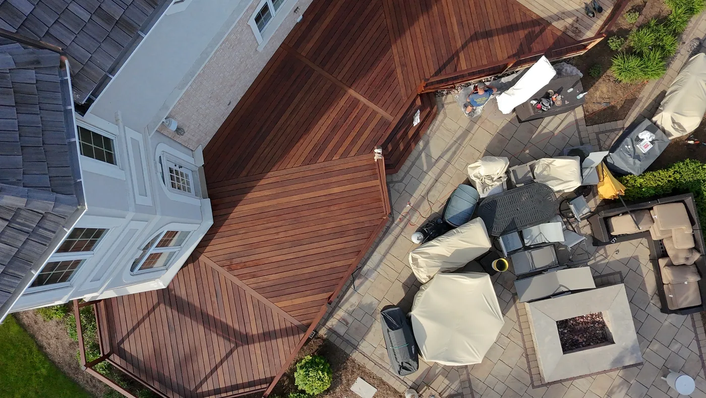 IPE hardwood deck restoration in Wheeling IL — cleaned and oiled